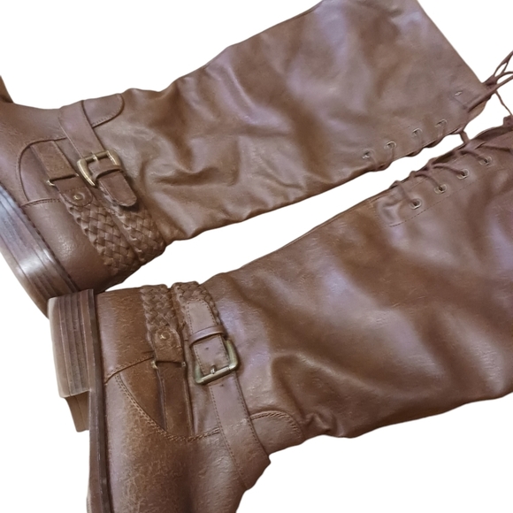 XOXO Middleton Pleather Knee High Brown Boots Ladies Size 10M VEGAN LEATHER - Picture 4 of 4